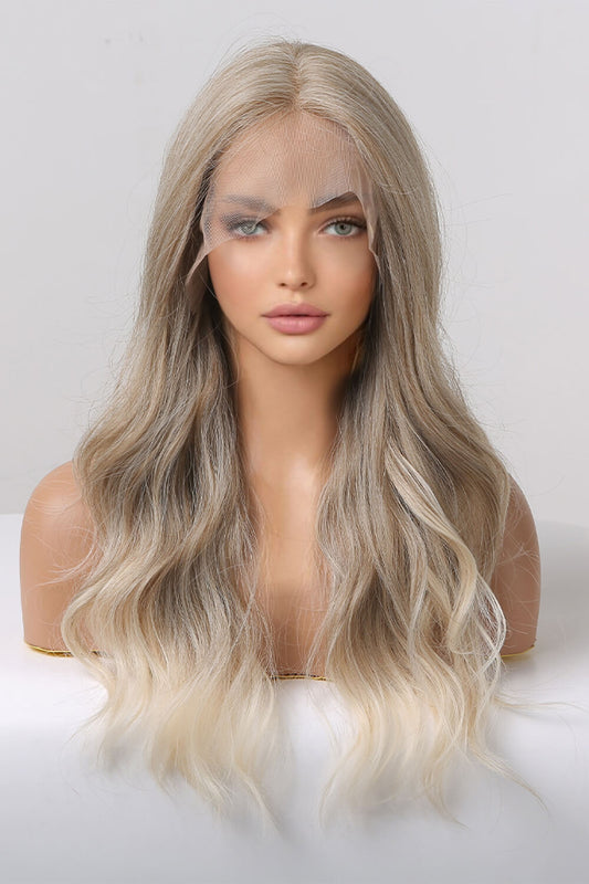 13*2" Women's Lace Front Wigs Synthetic Long Wave 24" 150% Density in Medium Blonde Highlights