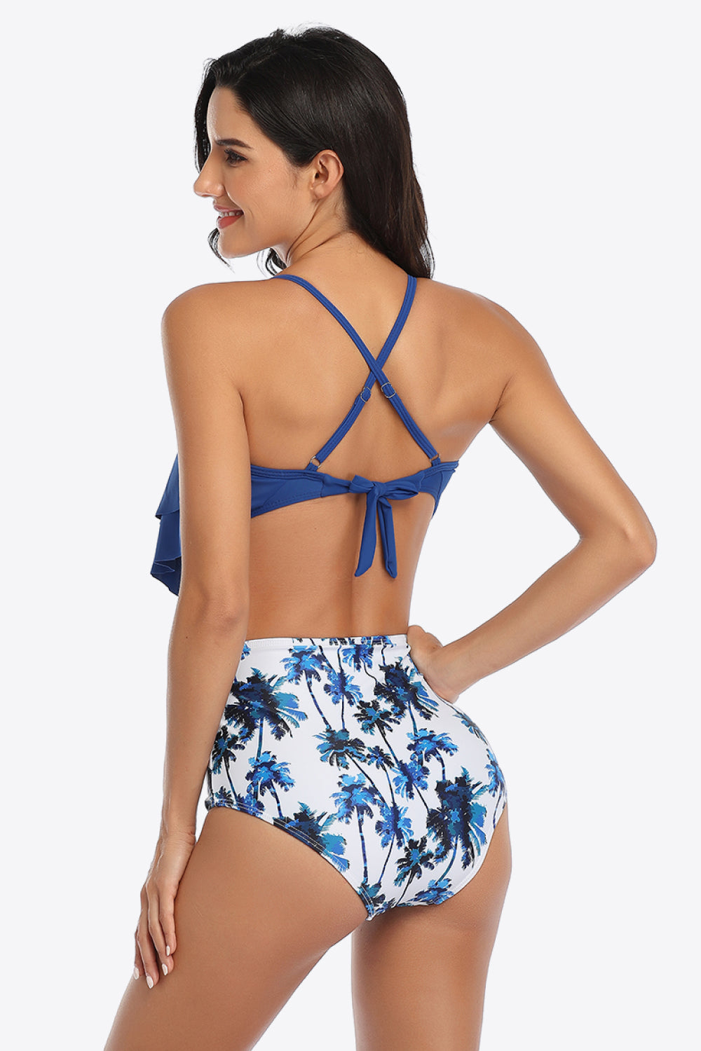 SO SUMMER Botanical Print Ruffled Two-Piece Swimsuit
