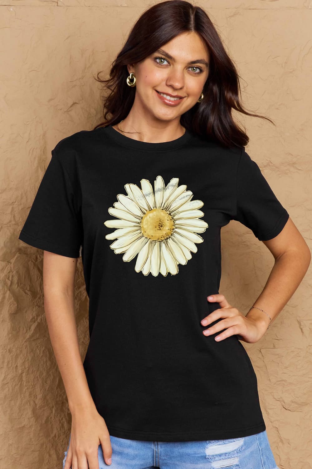 Malibu Dreams Simply Love Full Size FLOWER Graphic Cotton Tee