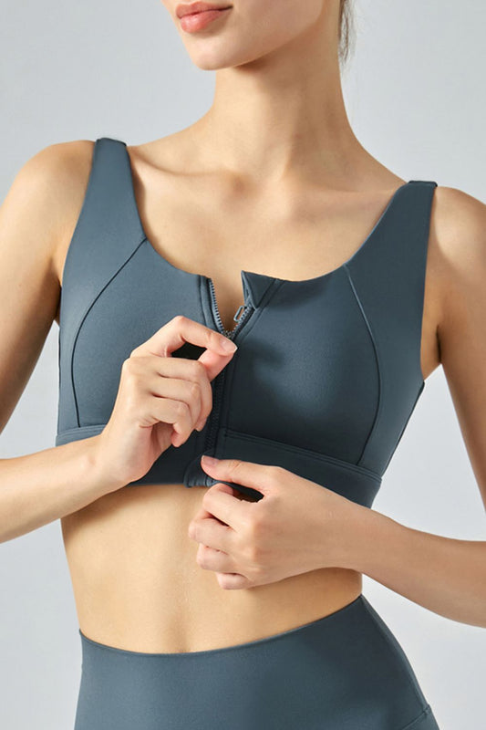 LB&M Style Breathable Zip-Up Sports Bra