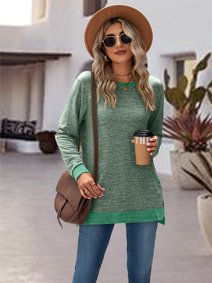 Full Size Round Neck Long Sleeve Blouse