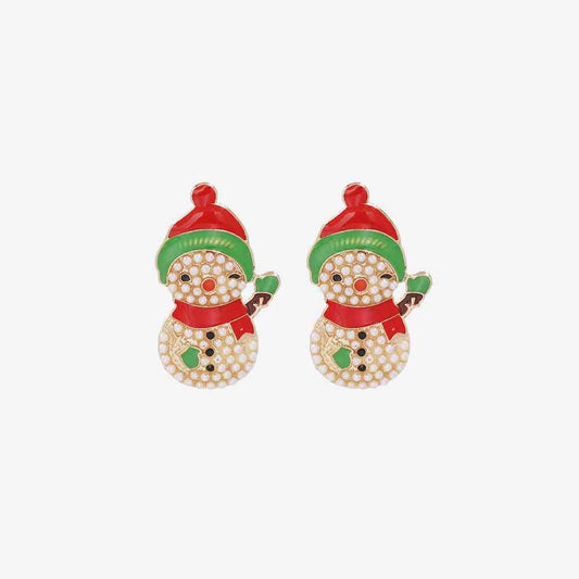 Christmas Snowman Rhinestone Alloy Earrings