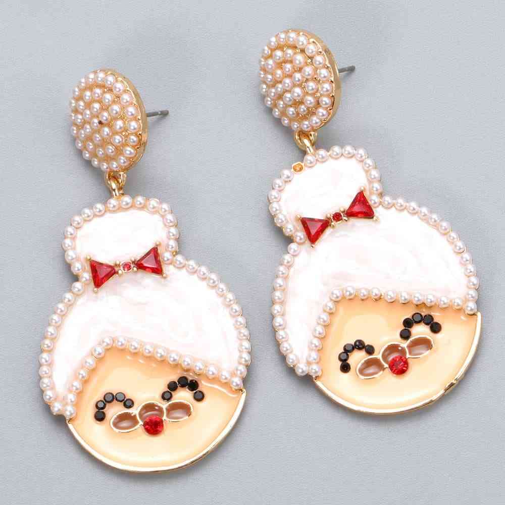 Christmas Rhinestone Alloy Mrs. Claus Earrings