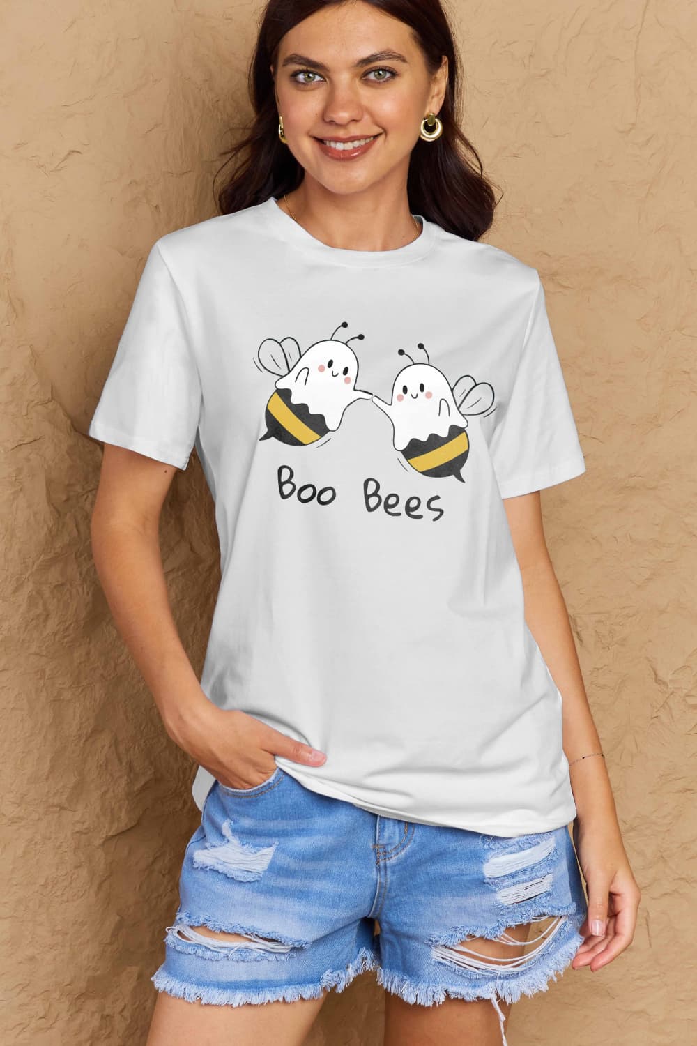 Simply Love Full Size Halloween BOO BEES Graphic Cotton T-Shirt