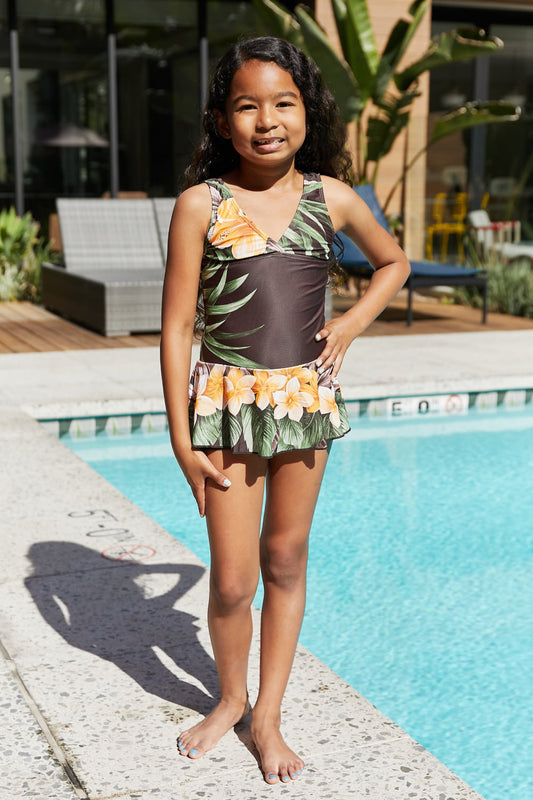 Marina West Swim YOUTH GIRLS Clear Waters Swim Dress in Aloha Brown SZ 2Y-11Y 🐶🧸