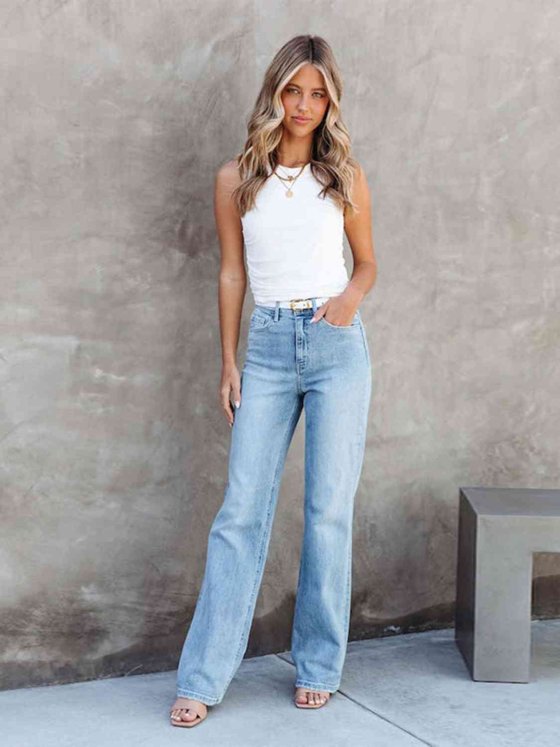 Misty Blue Full Size Washed Straight Leg Jeans