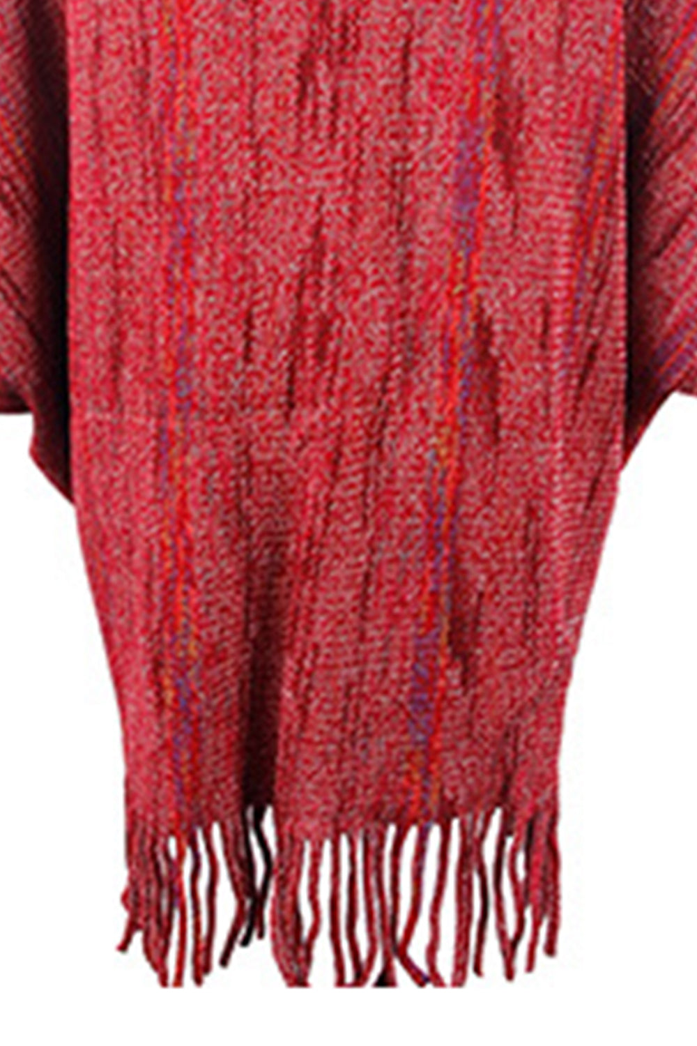 One Size Fringe Detail Printed Poncho