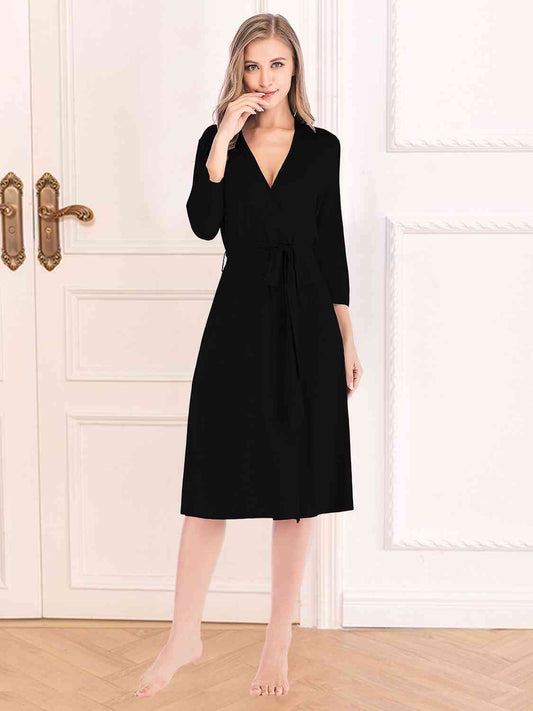 Full Size Plunge Tie Front Night Dress