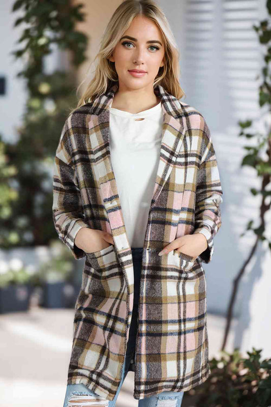 Hannah Plaid Longline Jacket with Pockets