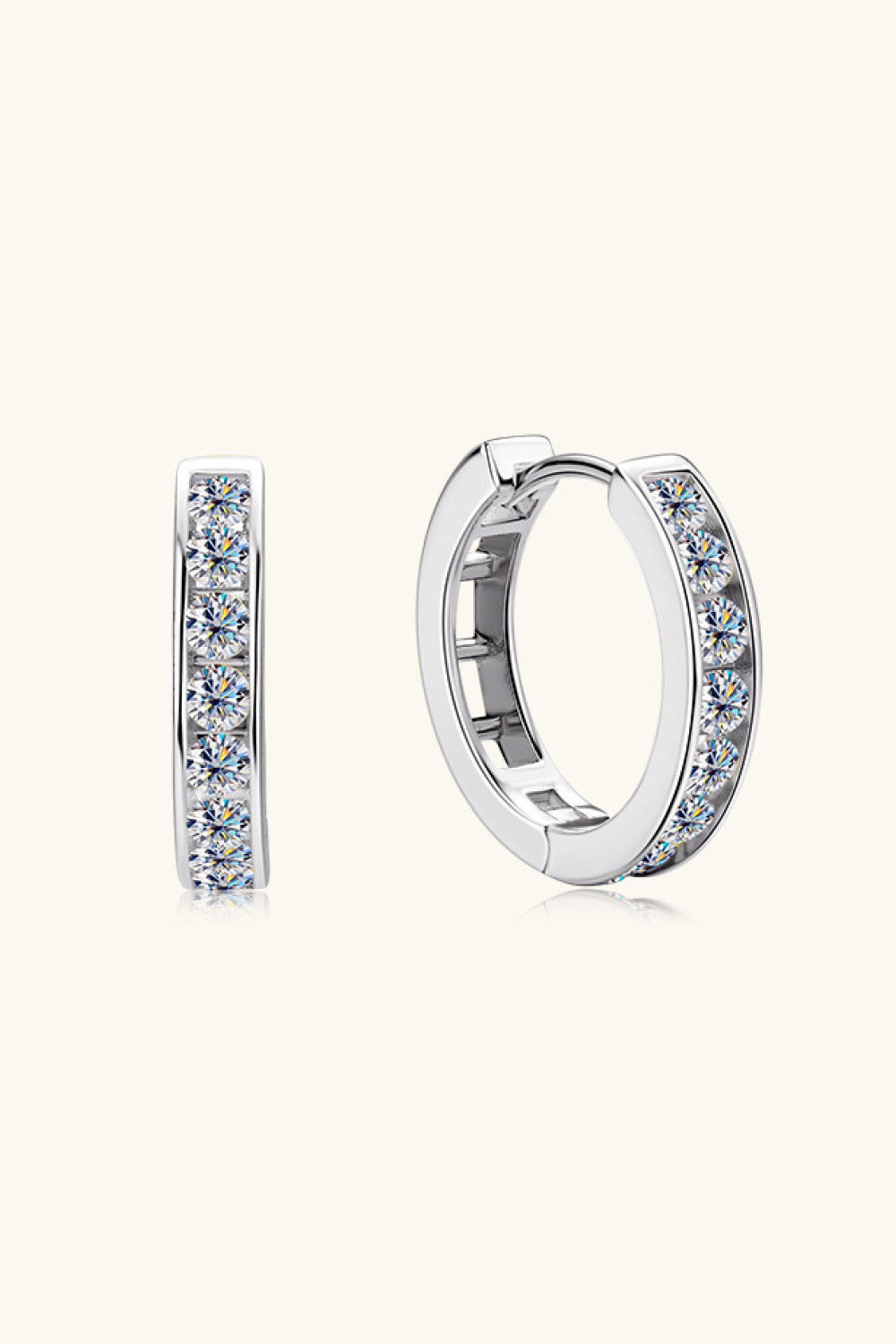 Moissanite 925 Sterling Silver Huggie Earrings | Length 0.65" Carat 0.96 Weight 0.08oz