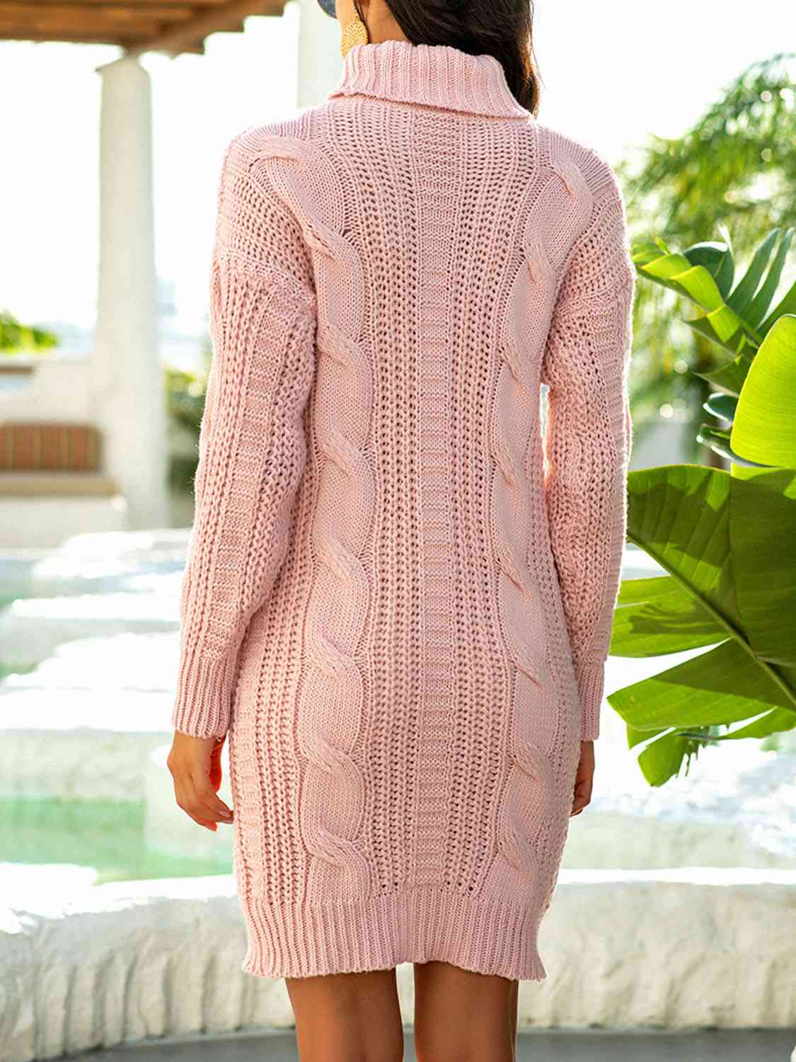 CozyWonders Turtleneck Ribbed Sweater Dress