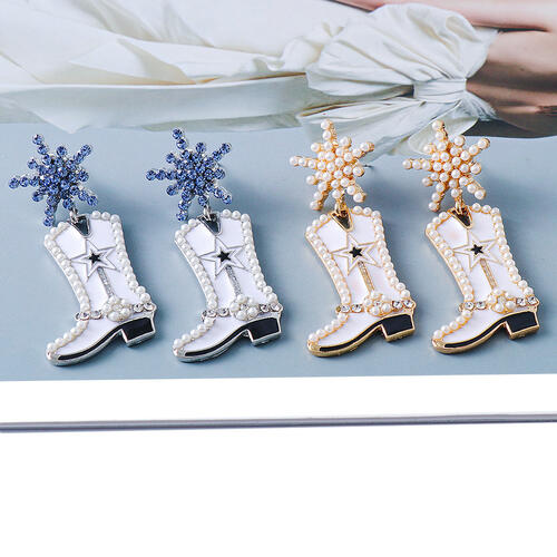 Rhinestone Boot Theme Alloy Dangle Earrings