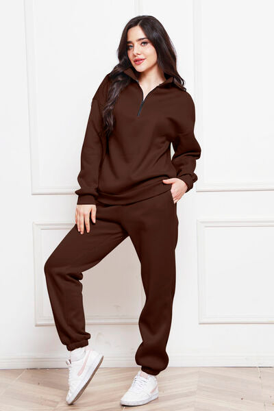 Comfy n' Cozy Half Zip Long Sleeve Sweatshirt and Pants Set