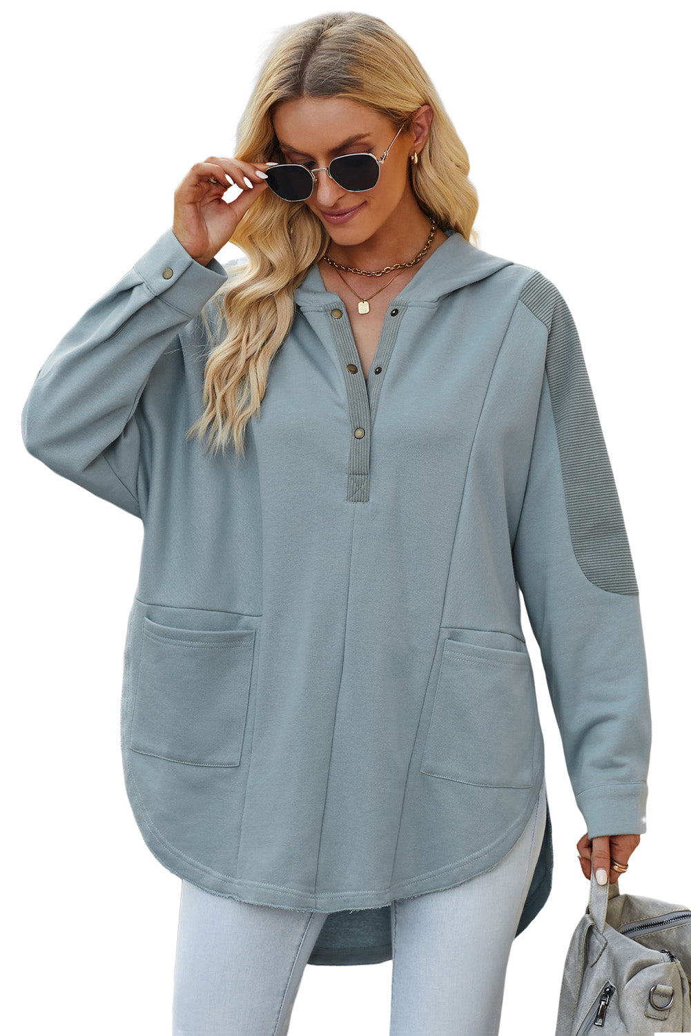 Full Size Long Sleeve Buttoned Hoodie with Pockets