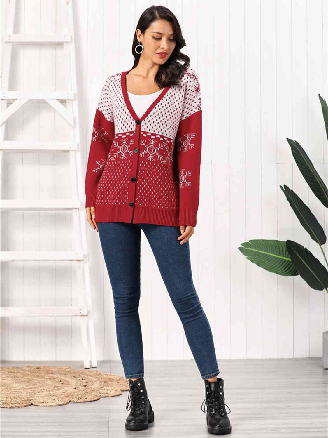 Christmas Snowflake Button Down Cardigan