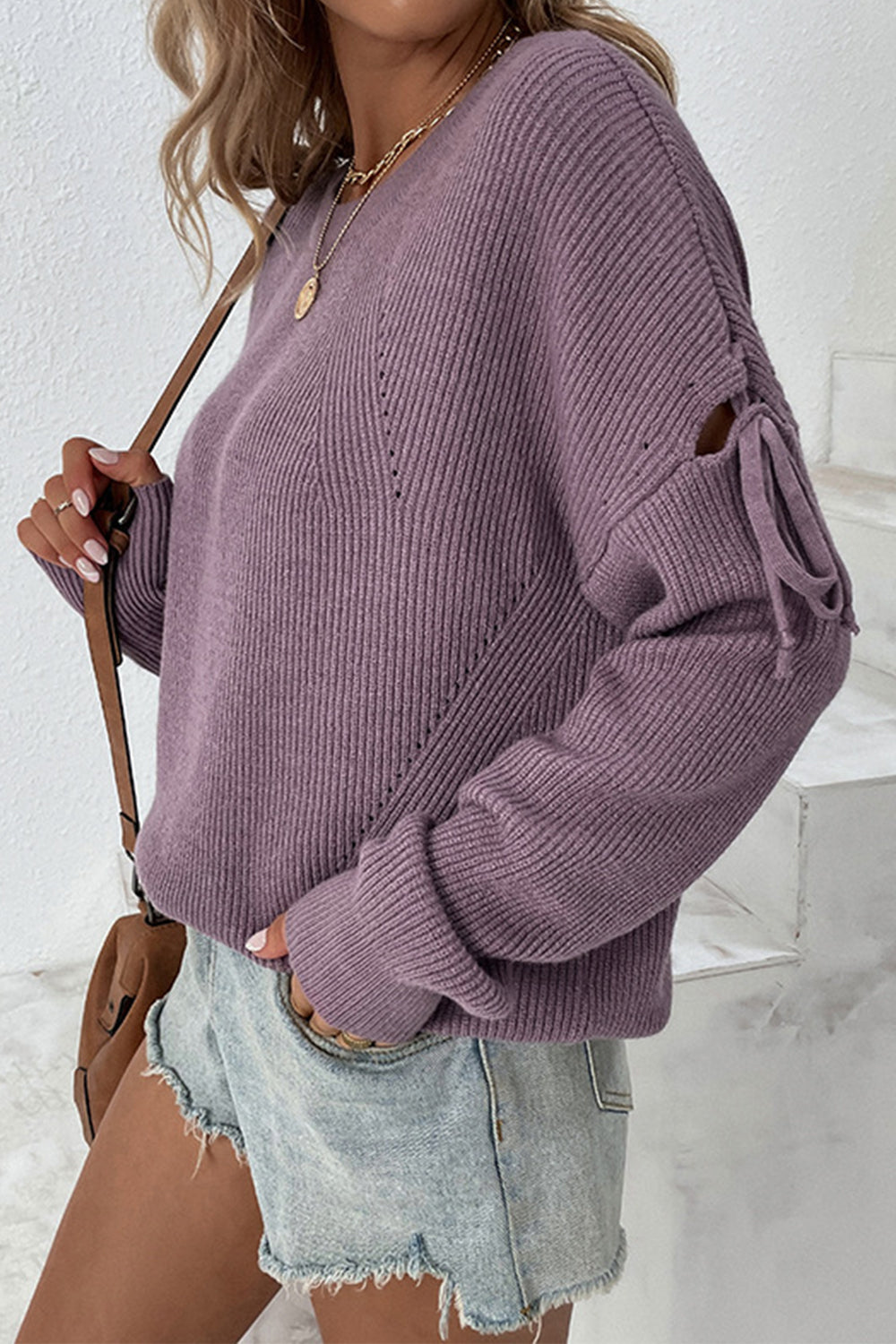 Chic Babe' Round Neck Dropped Shoulder Sweater 🦋