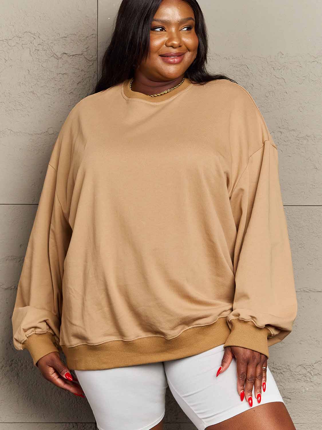 Simply Love Full Size Dropped Shoulder Sweatshirt