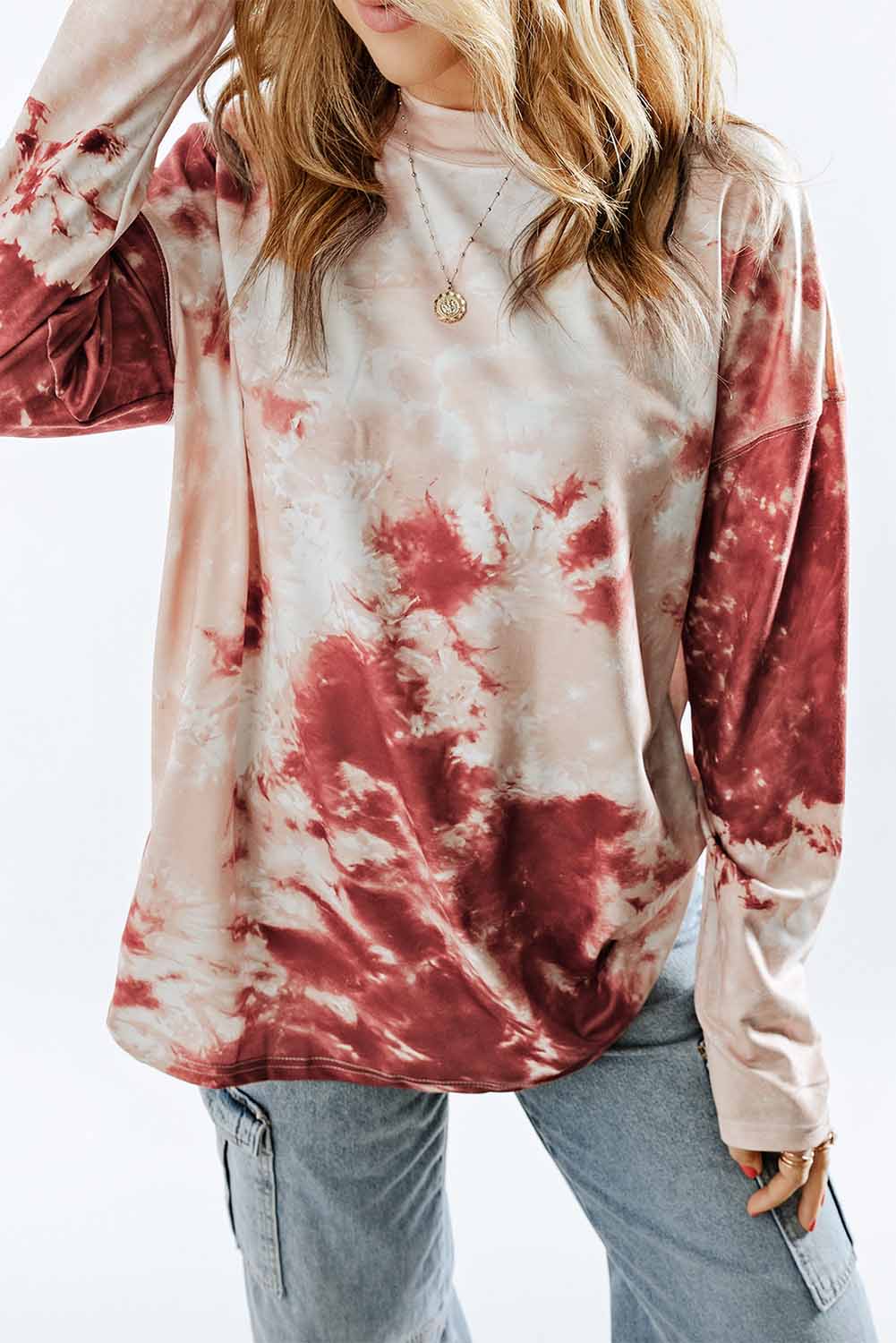 Women's Tie-Dye Dropped Shoulder Long Sleeve Top