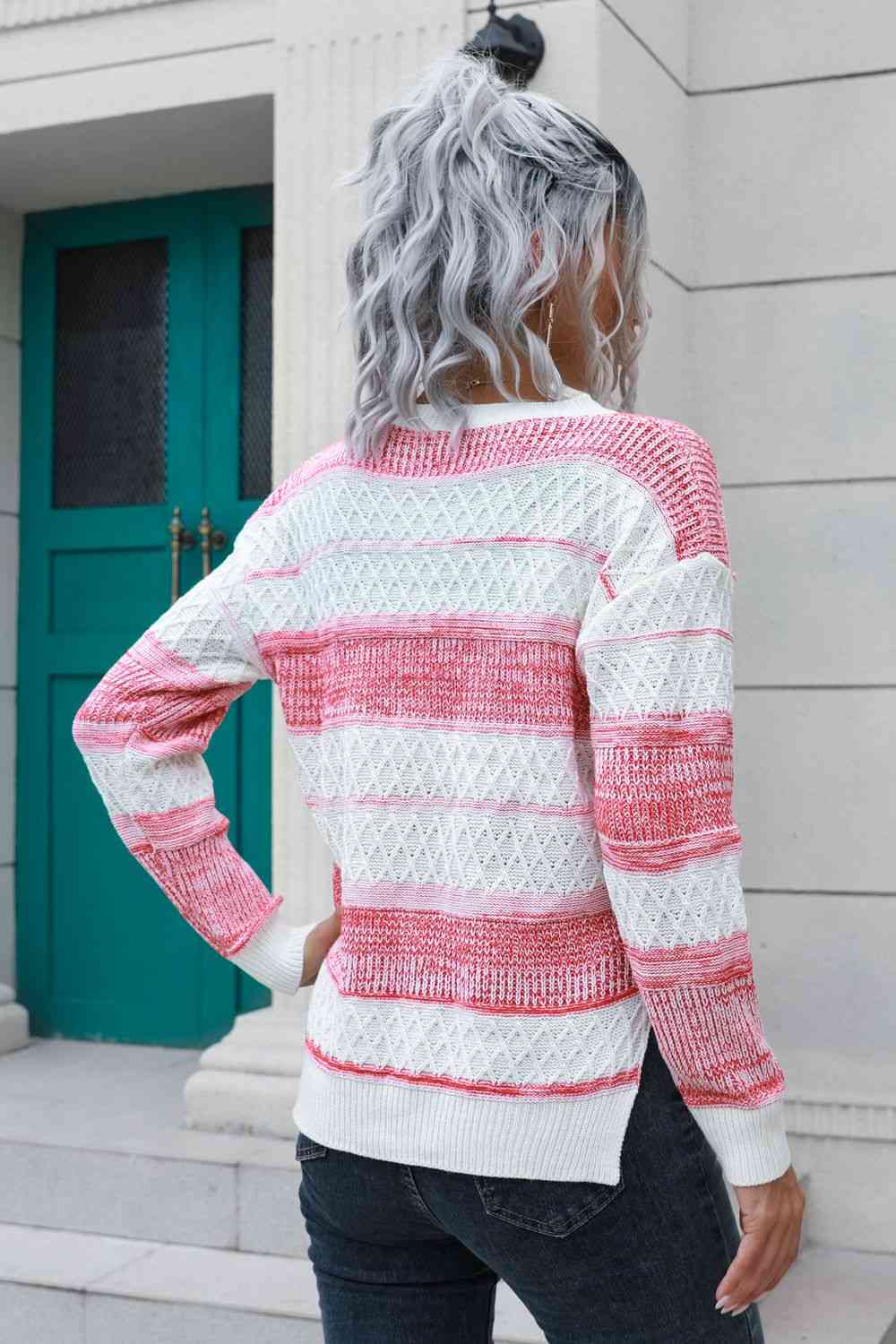 KnitwearTime Two-Tone Slit Sweater