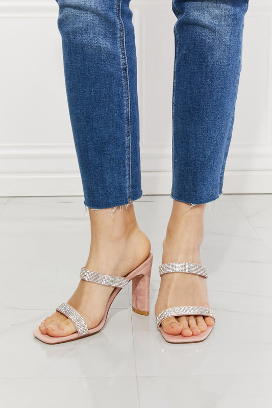 Women's MMShoes Leave A Little Sparkle Rhinestone Block Heel Sandal in Pink