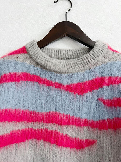 CozyWonders Color Block Round Neck Sweater