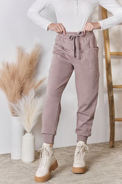 RISEN Rosy Brown Drawstring Pocketed Joggers