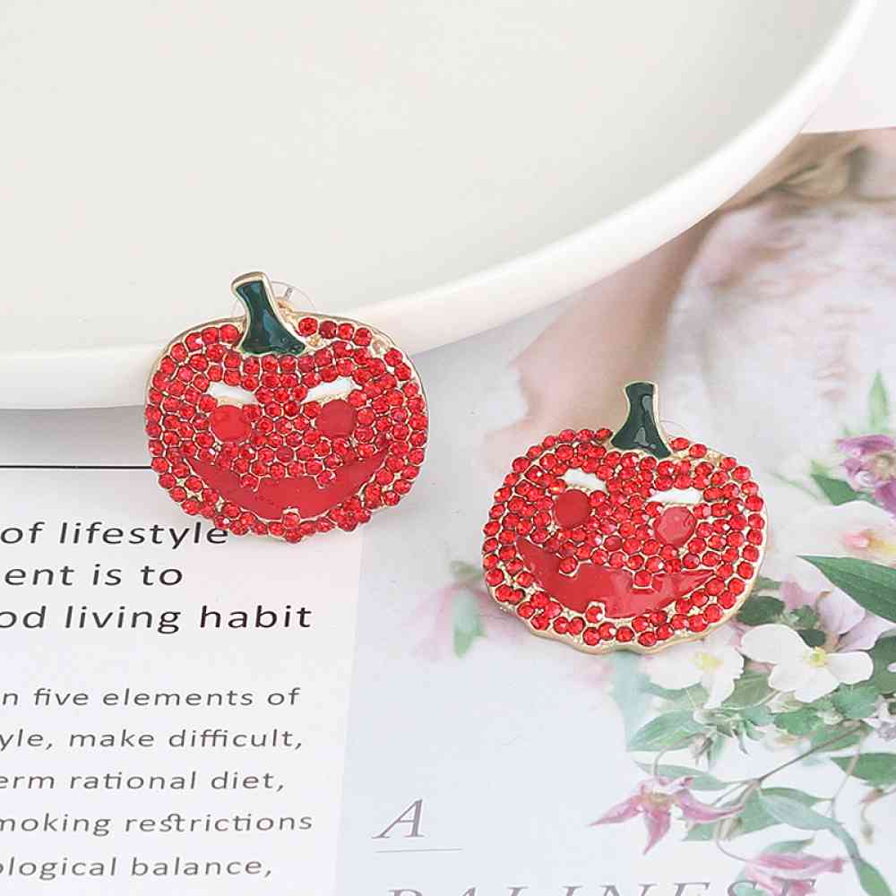 Halloween Demon Pumpkin Rhinestone Alloy Earrings