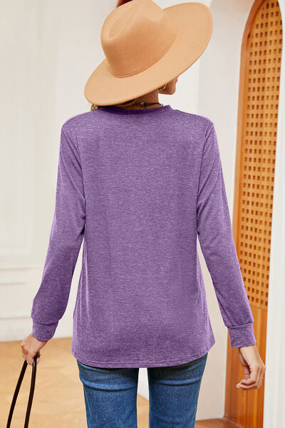 Notched Long Sleeve T-Shirt