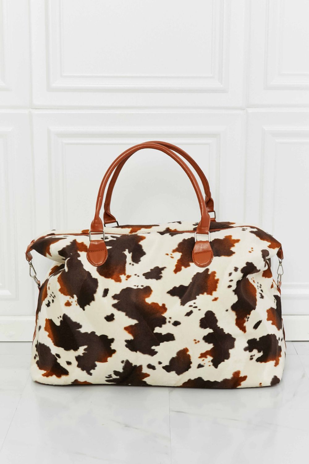 Zoey Animal Print Plush Medium Sized Weekender Bag