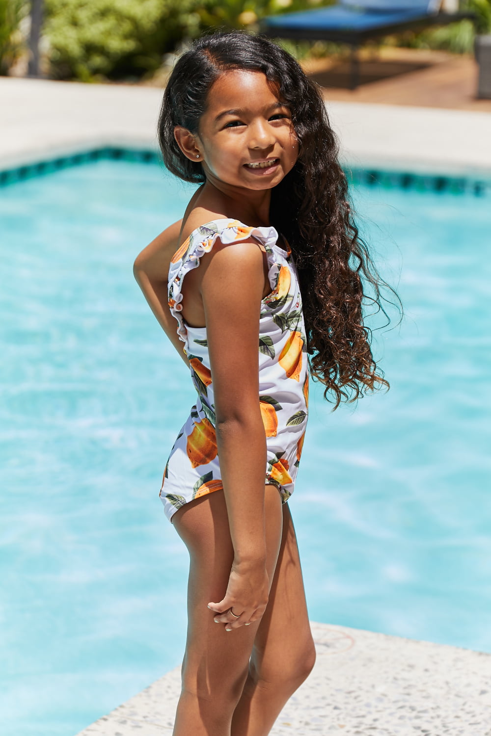 Marina West Swim YOUTH GIRLS Float On Ruffled One-Piece in Citrus Orange SZ 18M-11Y 🧸🐶