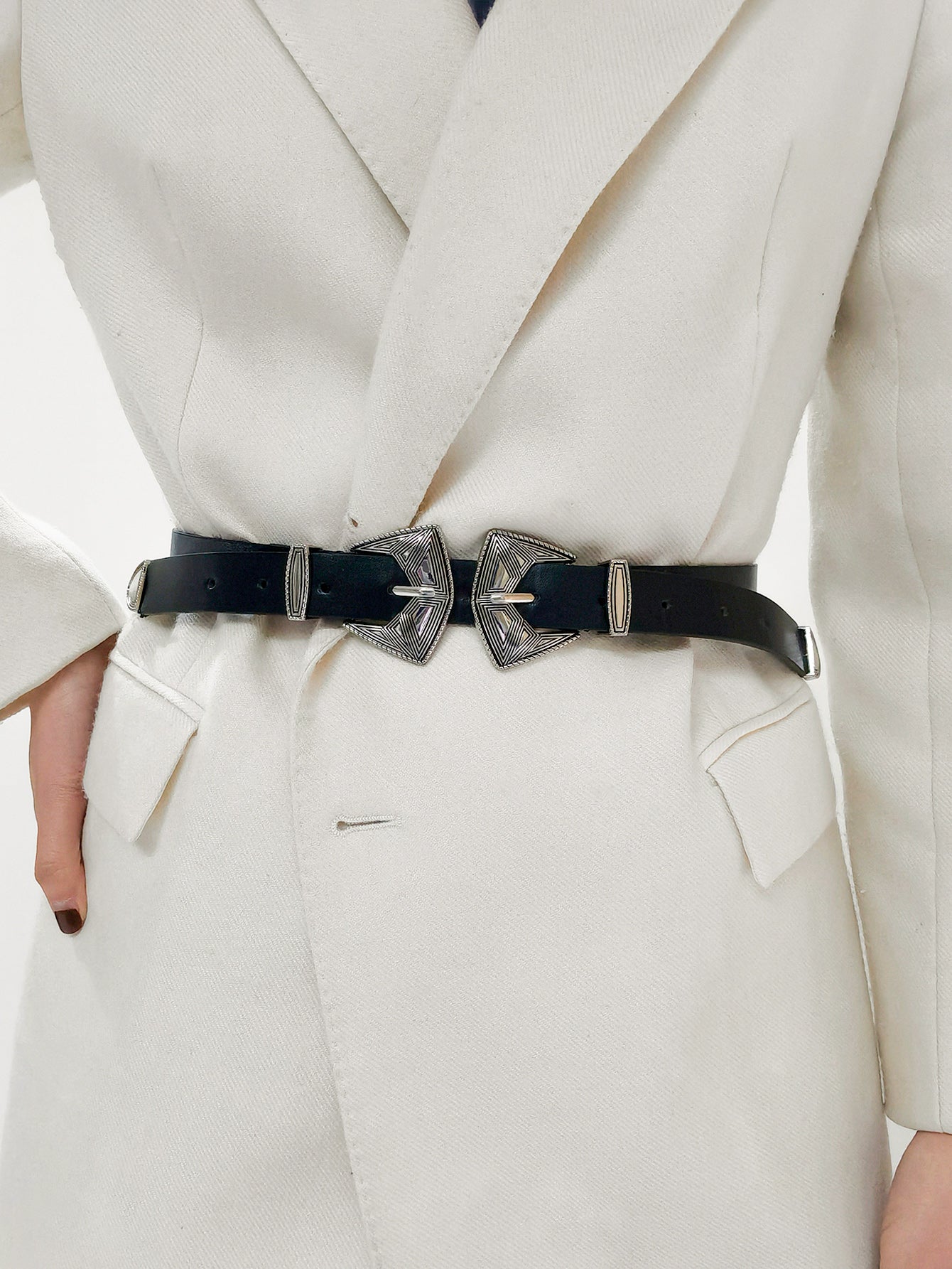 Jessica Anne Beauty Double Buckle PU Leather Belt