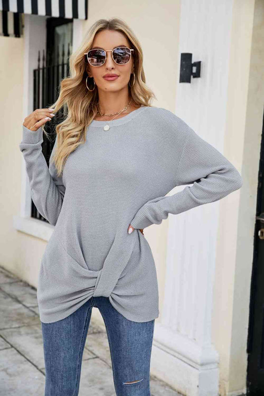 KnittedEmporium Twisted Round Neck Sweater