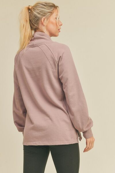 Kimberly C Drawstring Side Zip Lavender Sweatshirt
