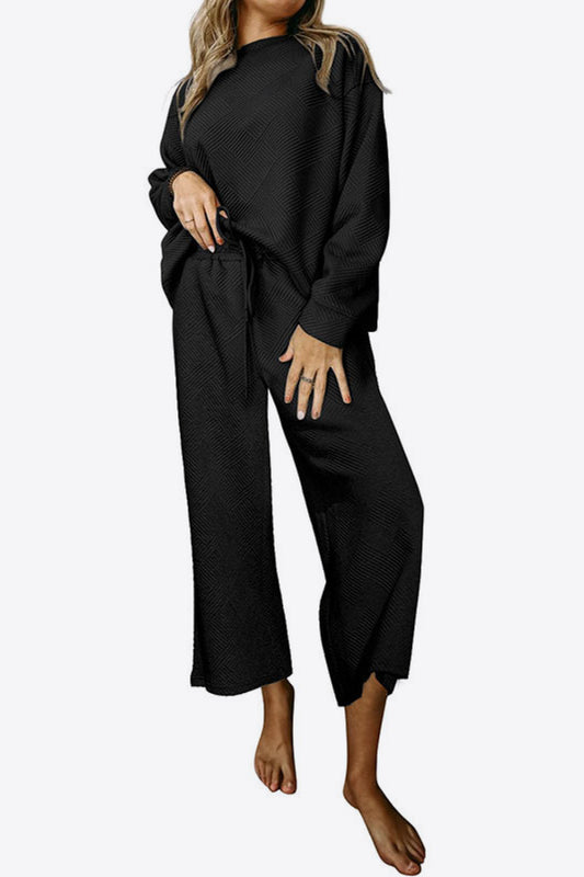 Full Size Dropped Shoulder Top and Pants Set