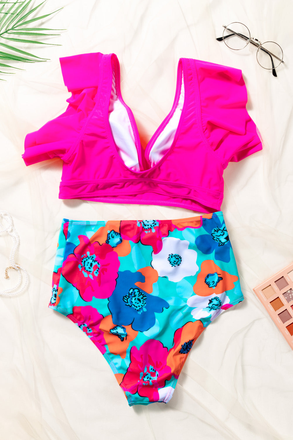 Malibu Dreams SANDn'SUN Cropped Swim Top and Floral Bottoms Set