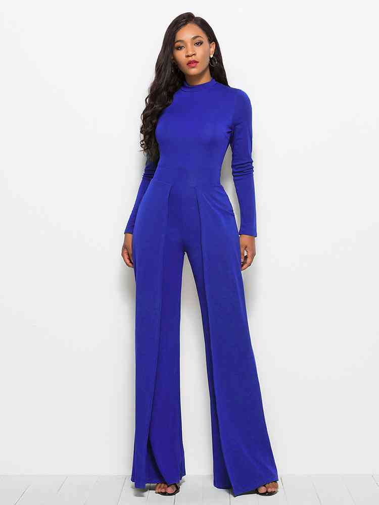 SavannahJayJumpers Long Sleeve Mock Neck Wide Leg Jumpsuit