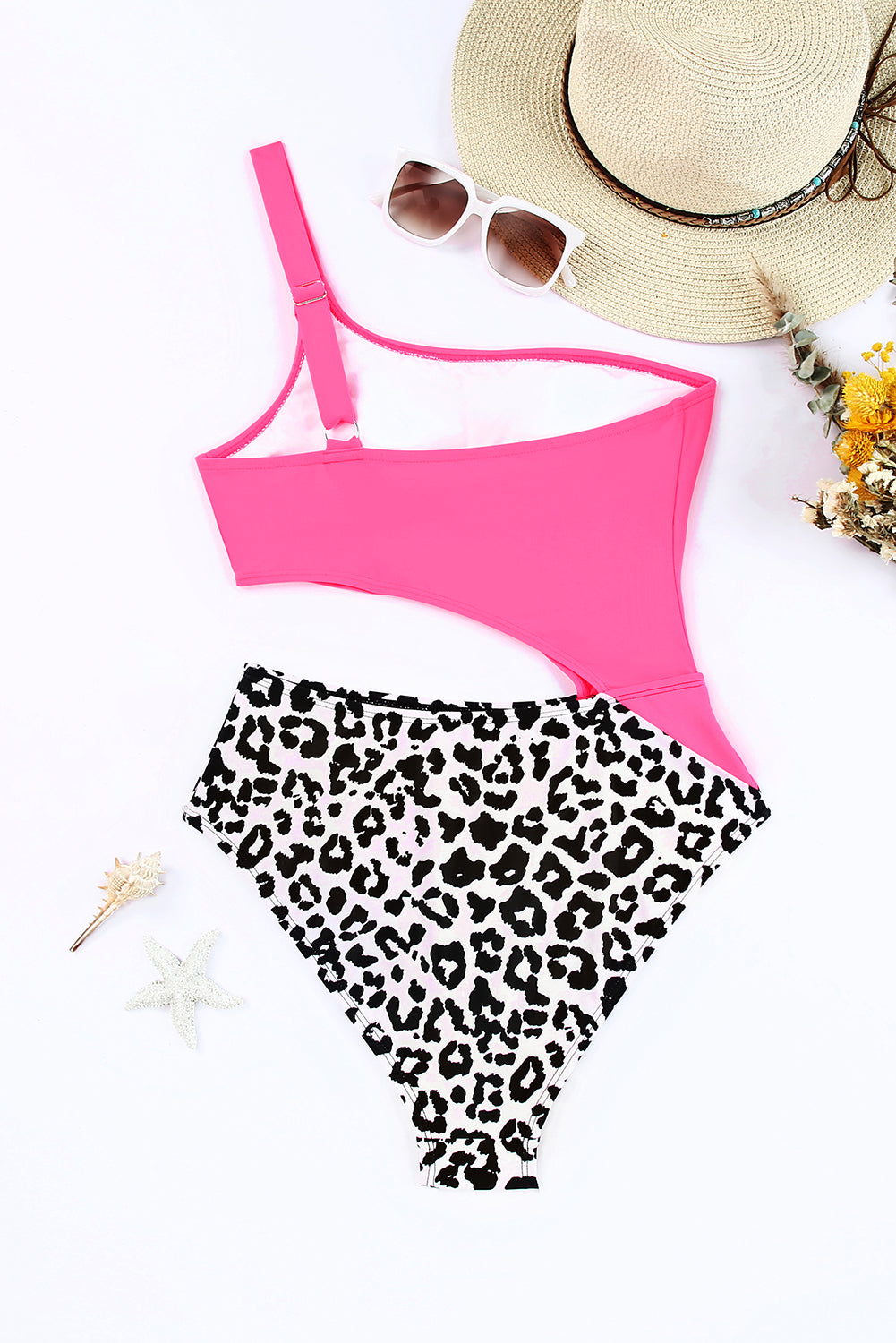 Malibu Dreams LUNA CLOE' Leopard Cutout One-Shoulder One-Piece Swimsuit