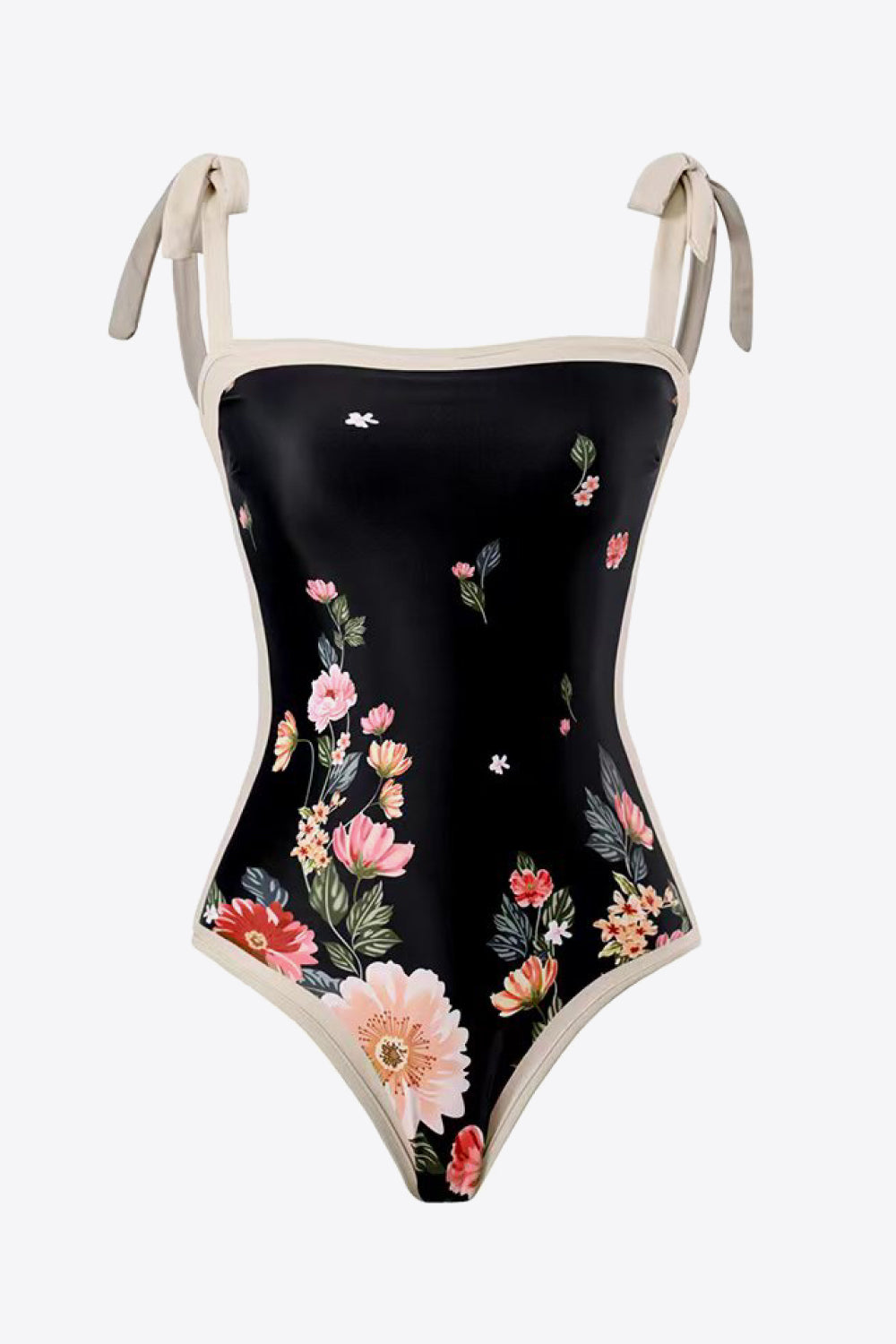 Full Size Floral Tie-Shoulder Two-Piece Swim Set