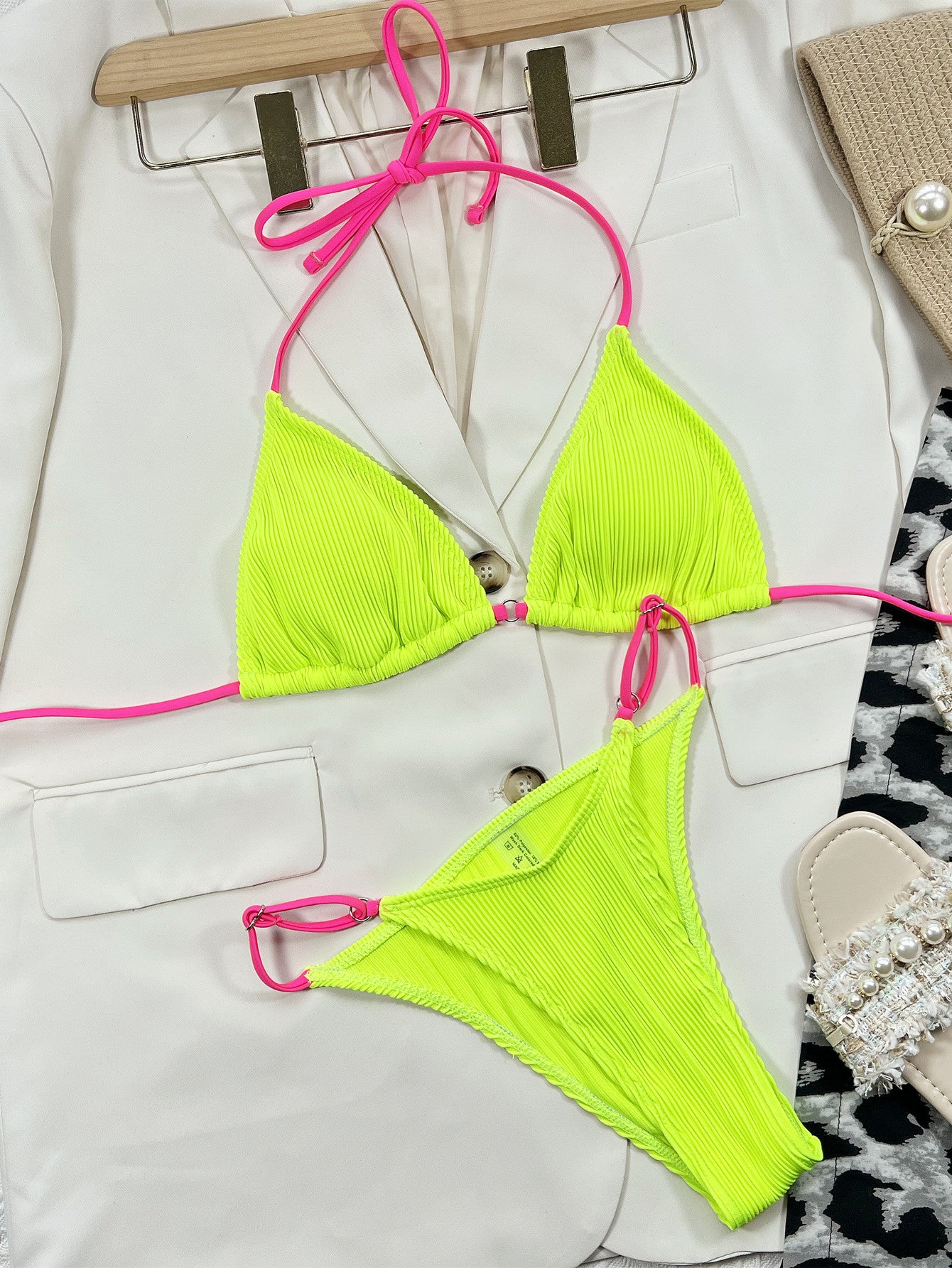 SOBodacious Ribbed Tie Back Bikini Set