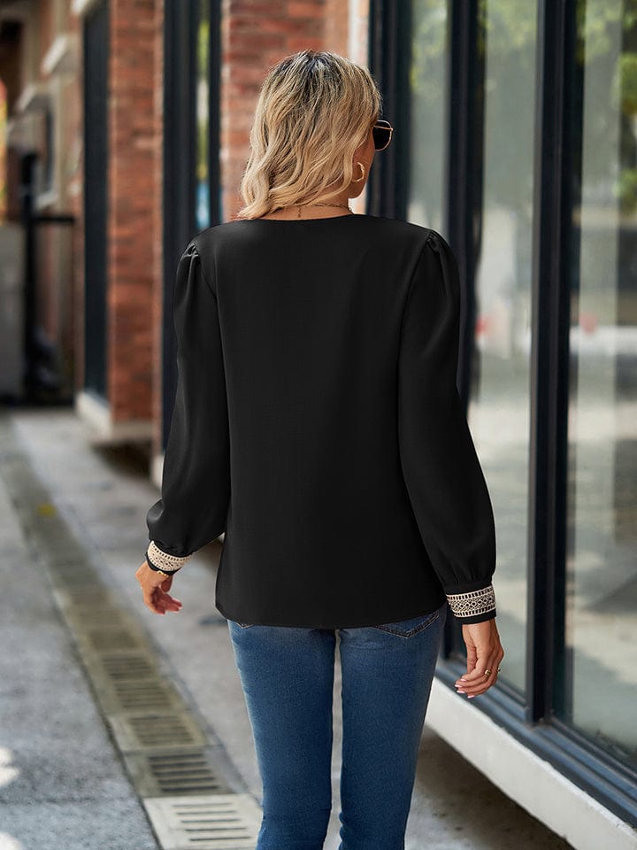 Full Size V-Neck Long Sleeve Blouse