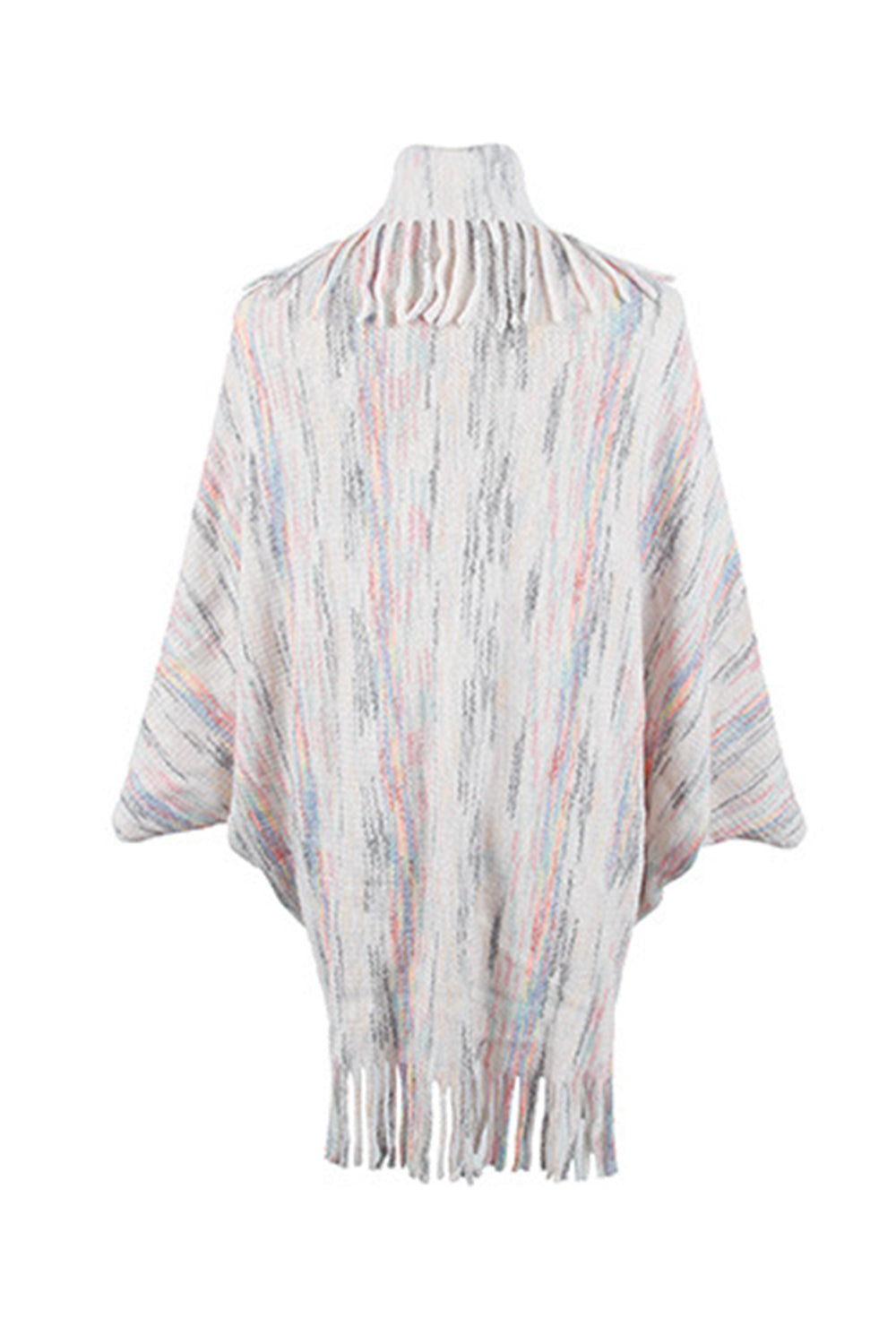 One Size Fringe Detail Printed Poncho