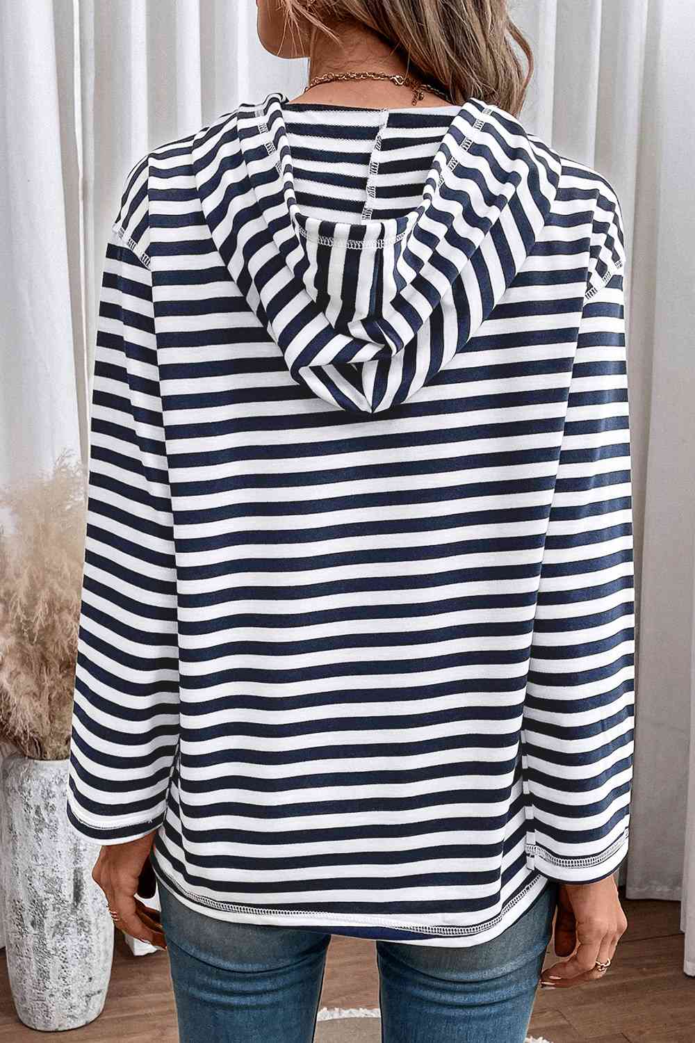 Full Size Striped Long Sleeve Hoodie