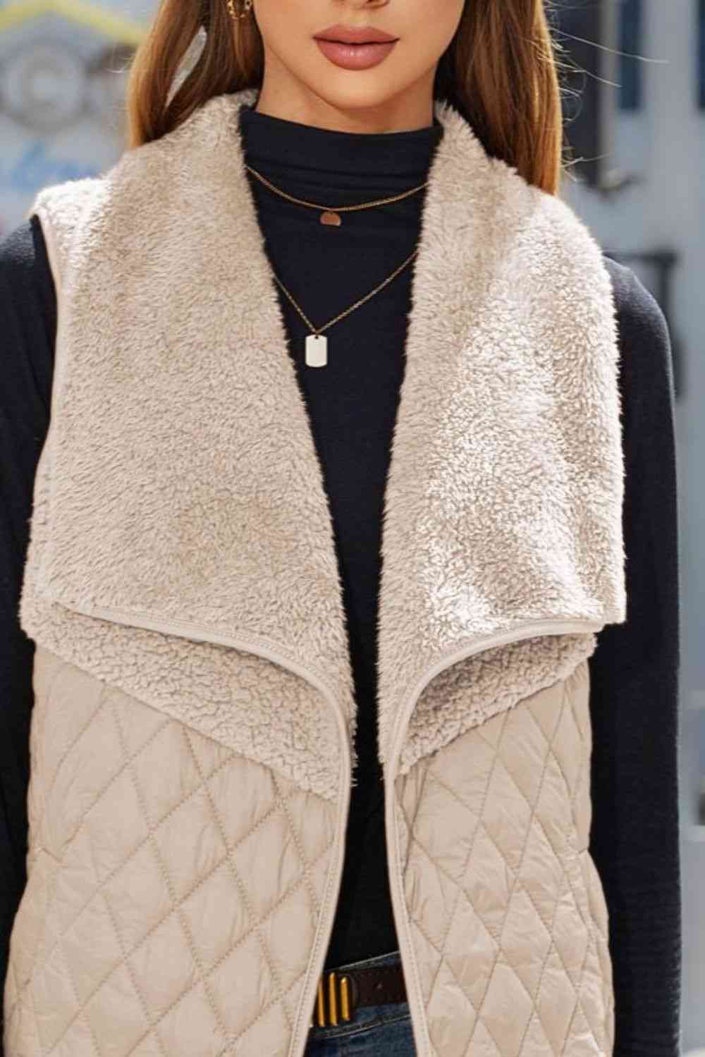 Full Size Open Front Collared Vest