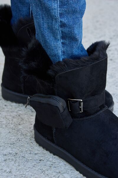 Forever Link Black Plush Thermal Flat Boots