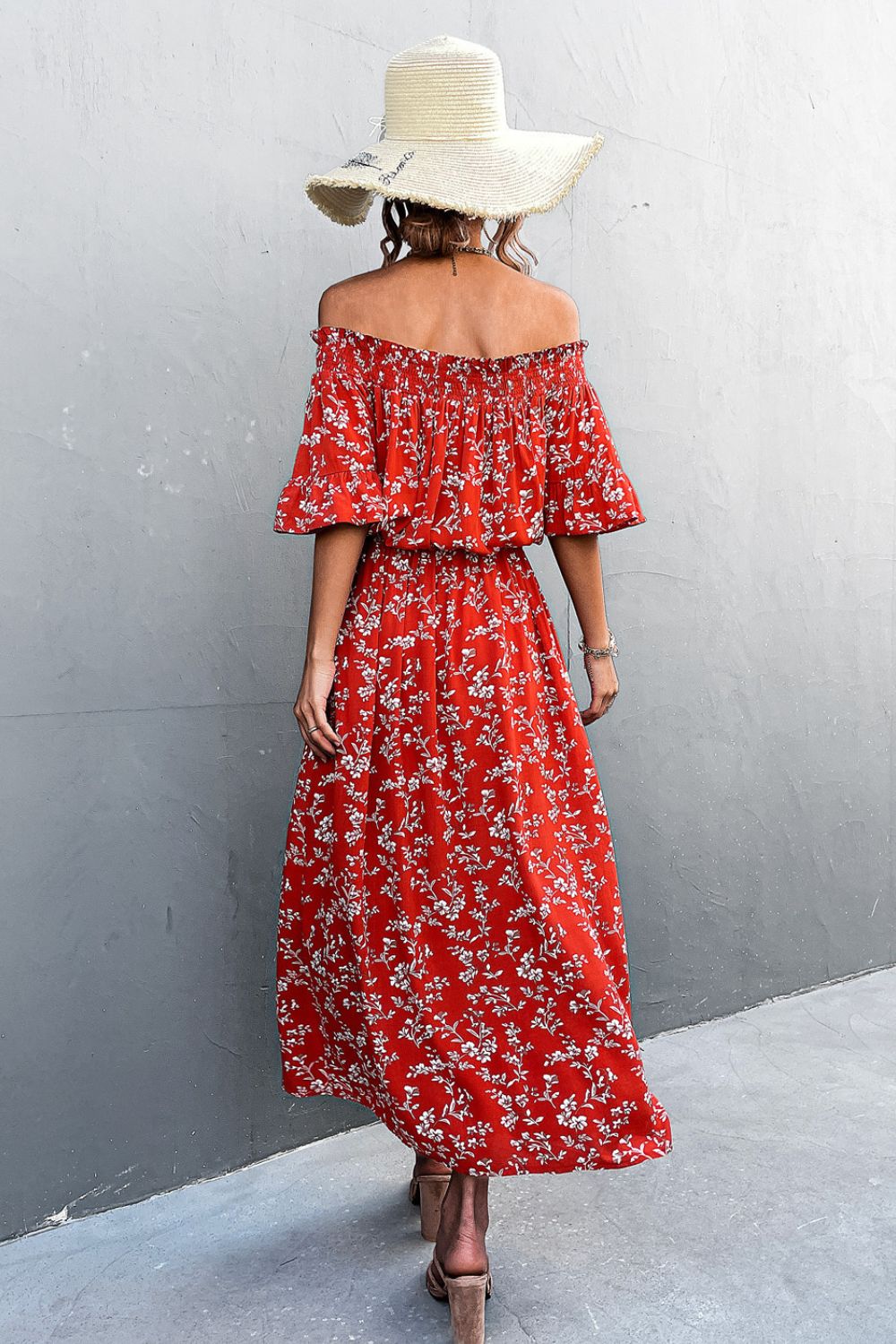 Women's Floral Off-Shoulder Front Split Dress