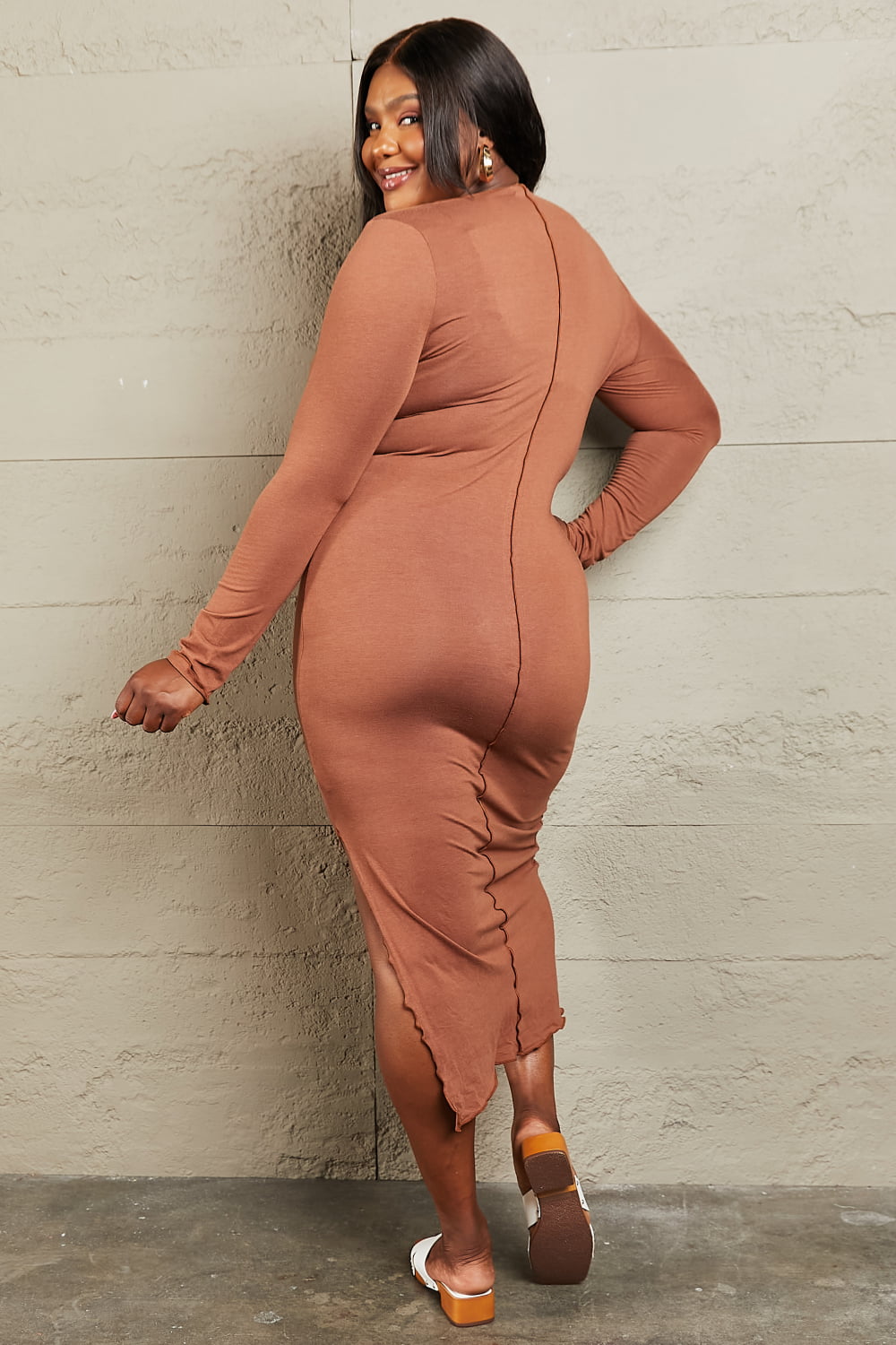 Culture Code For The Night Caramel Full Size Bodycon Dress