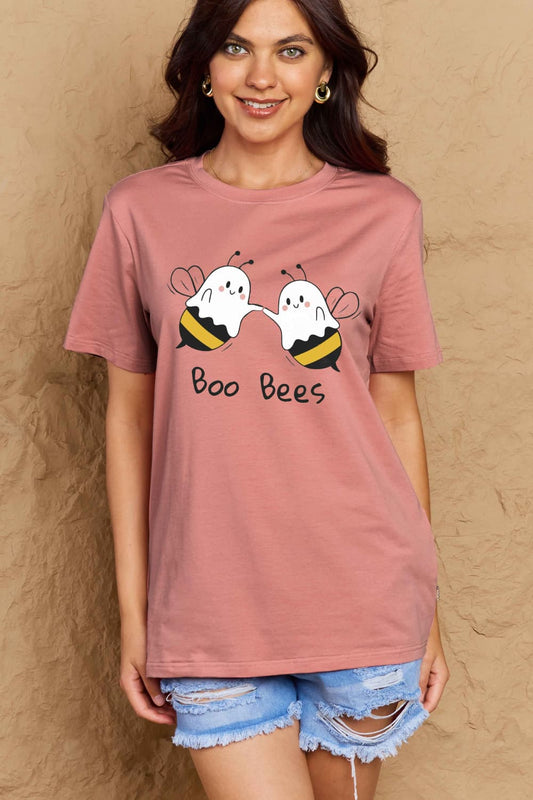 Simply Love Full Size Halloween BOO BEES Graphic Cotton T-Shirt