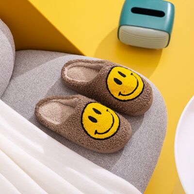 Melody Smiley Face Khaki Yellow Slippers