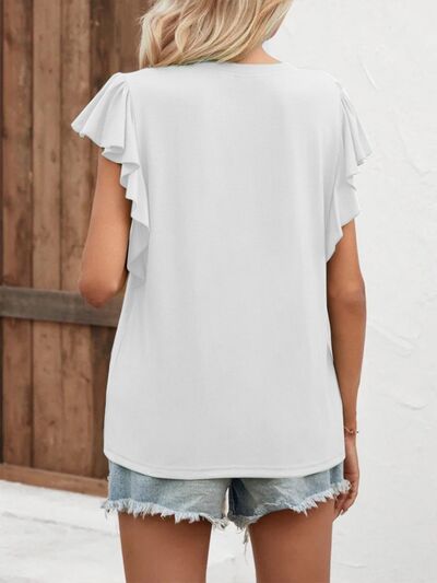 Notched Cap Sleeve T-Shirt