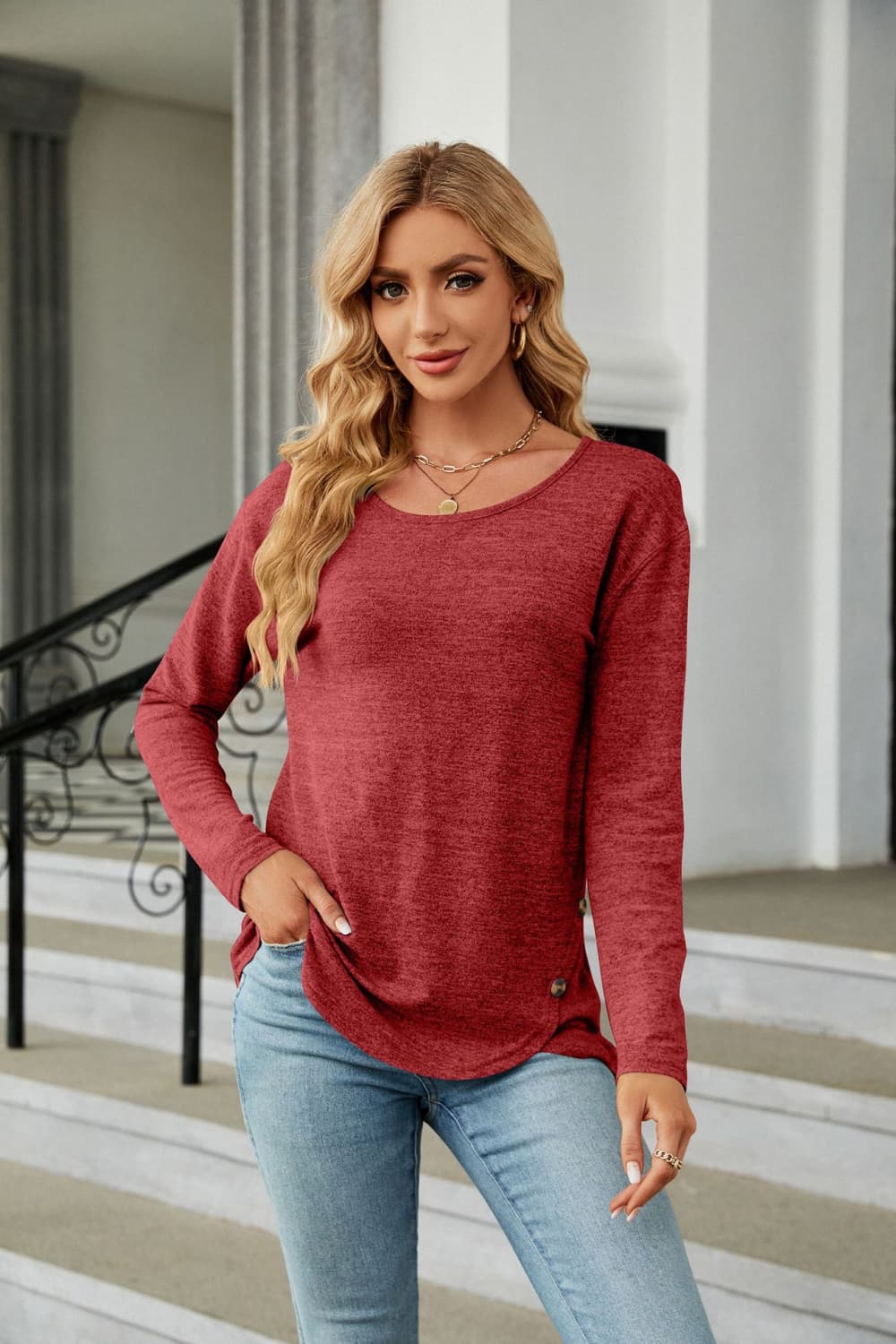 Full Size Round Neck Long Sleeve T-Shirt